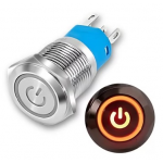 SS Switch IP67 16mm 12 to 24 Volts, Latching, Red Ring Indicator (Flat Head)